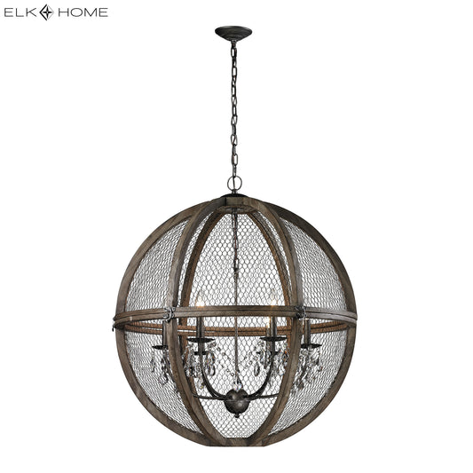 Renaissance Invention 30" 6 Light Sphere Pendant in Weathered Zinc