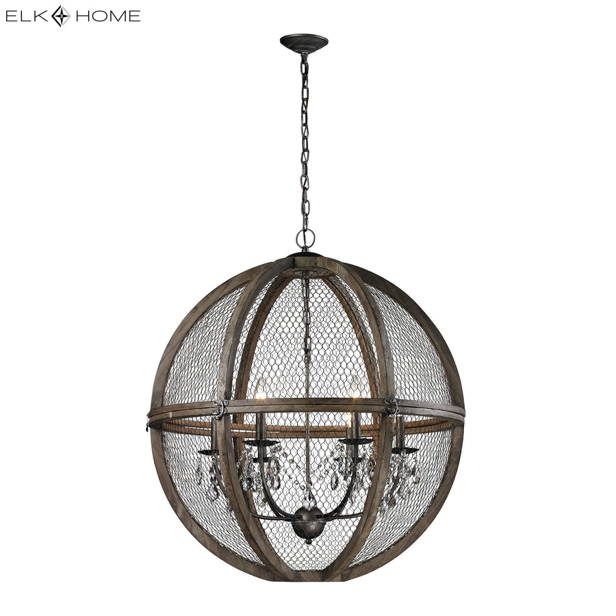 Renaissance Invention 30' 6 Light Sphere Pendant in Weathered Zinc