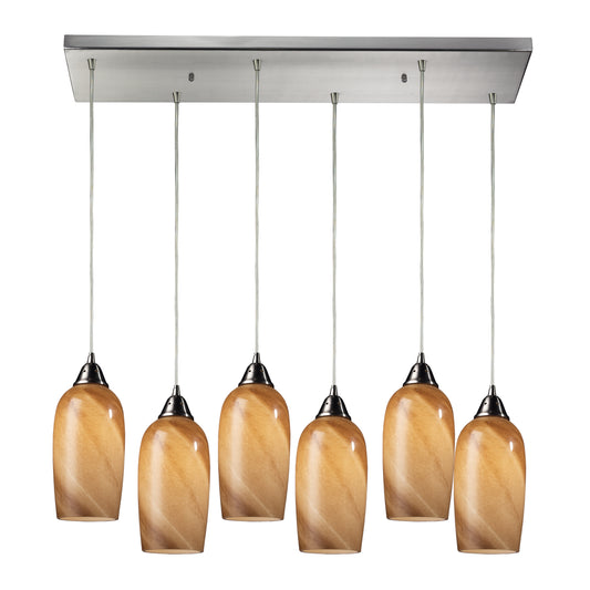 Sandstone 30" 6 Light Mini Pendant in Satin Nickel