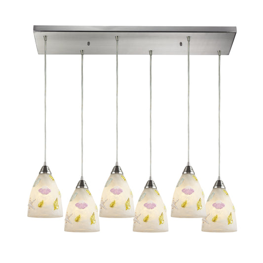 Seashore 30" 6 Light Mini Pendant in Satin Nickel