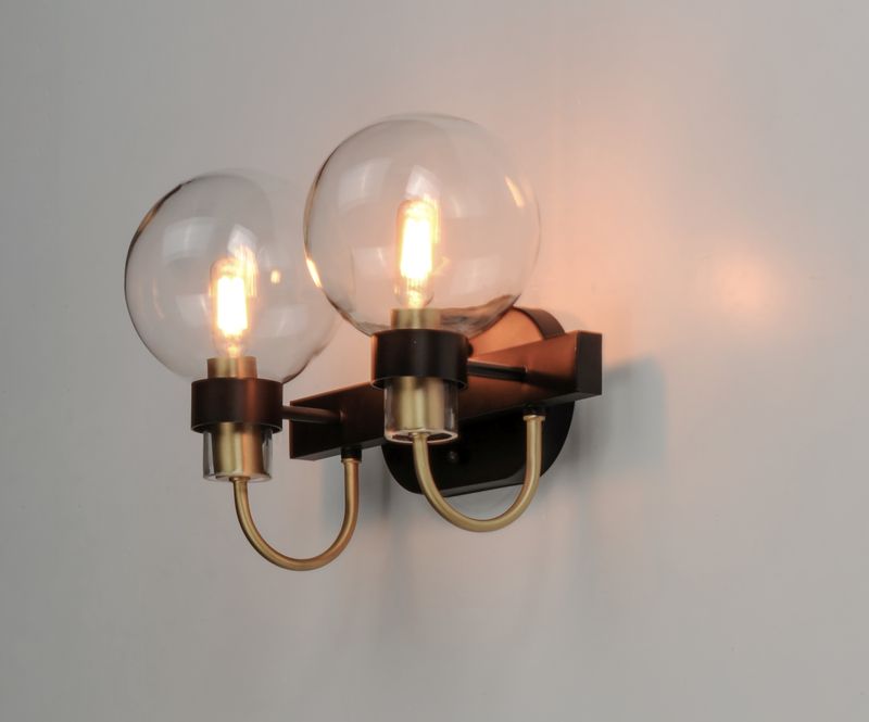 Bauhaus 16' 2 Light Wall Sconce in Bronze and Satin Brass