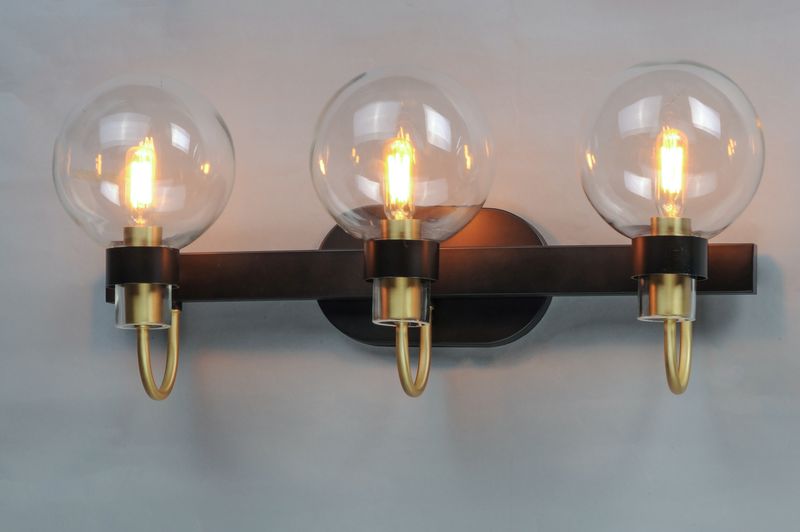 Bauhaus 3 Light Wall Sconce in Bronze and Satin Brass