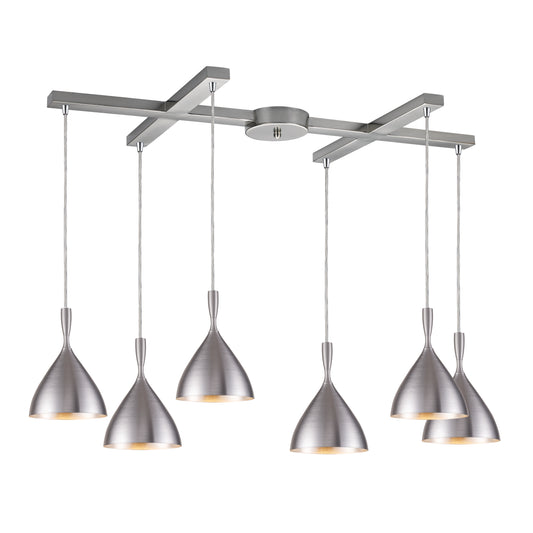 Spun Aluminum 33" 6 Light Mini Pendant in Aluminum