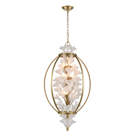 Tulip 21" 9 Light Pendant in Aged Brass