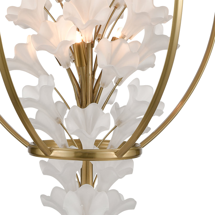 Tulip 21' 9 Light Pendant in Aged Brass