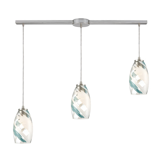 Turbulence 36" 3 Light Mini Pendant in Satin Nickel