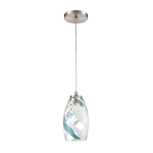 Turbulence 5" 1 Light Mini Pendant in Satin Nickel