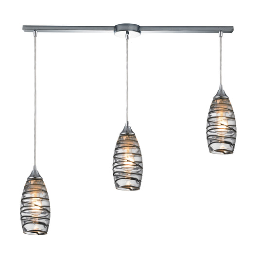 Twister 36" 3 Light Mini Pendant in Polished Chrome