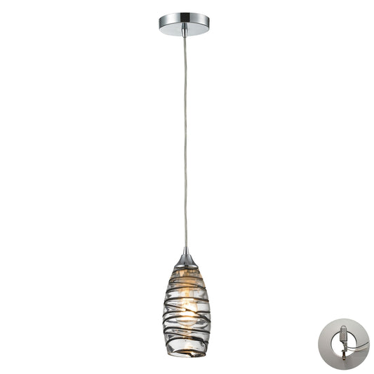 Twister 5" 1 Light Mini Pendant in Polished Chrome with Adapter Kit