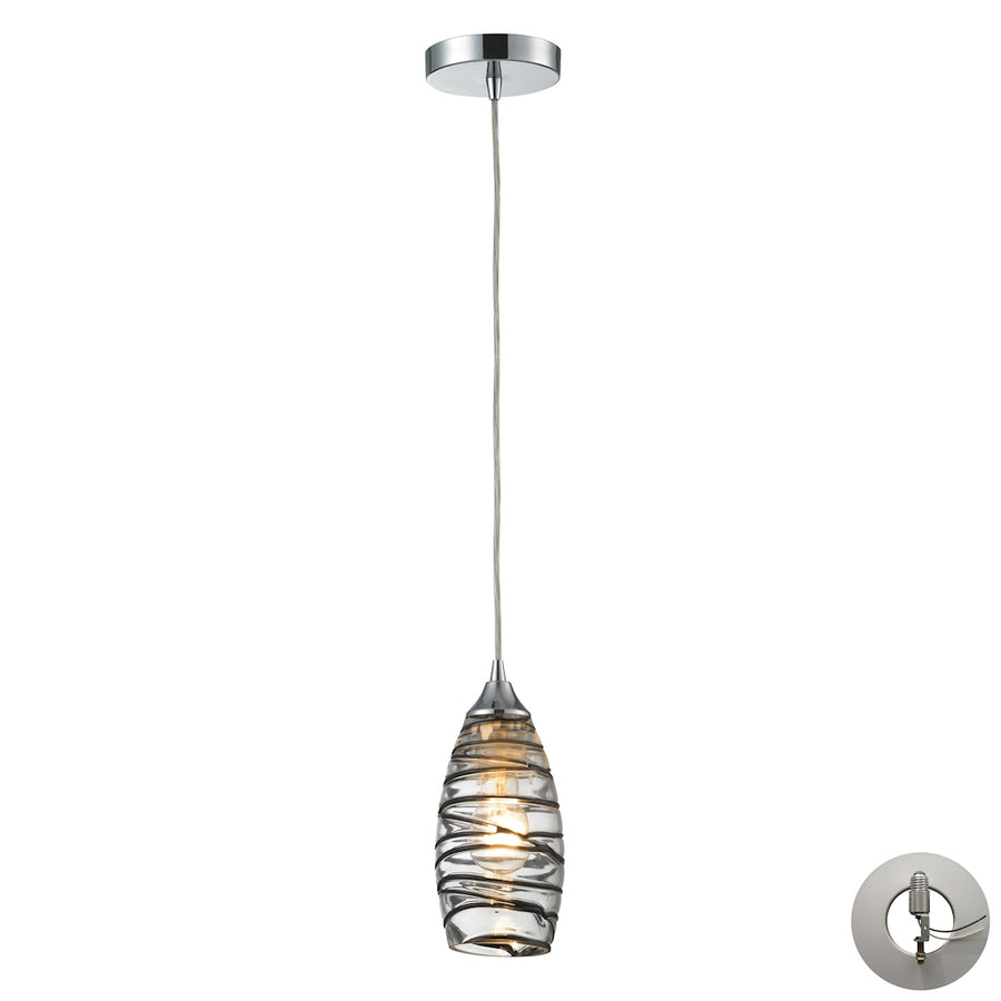 Twister 5' 1 Light Mini Pendant in Polished Chrome with Adapter Kit
