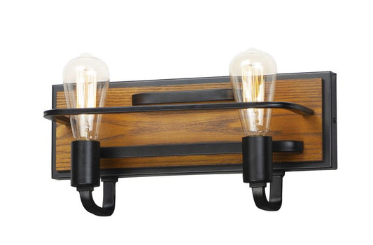 Black Forest 2 Light Bath Vanity Light in Black and Ashbury