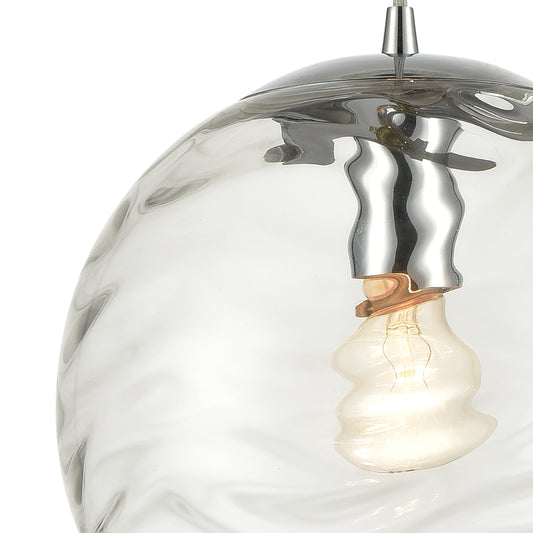 Water's Edge 10" 1 Light Mini Pendant in Clear Water Glass & Polished Chrome