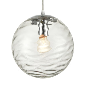 Water's Edge 10' 1 Light Mini Pendant in Clear Water Glass & Polished Chrome