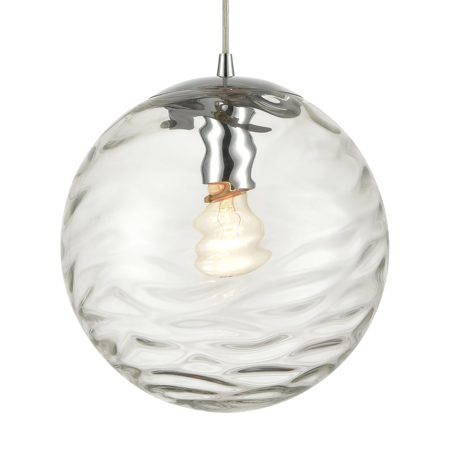 Water's Edge 10' 1 Light Mini Pendant in Clear Water Glass & Polished Chrome