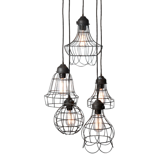 Wire 15" 5 Light Mini Pendant in Black