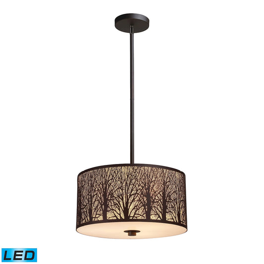 Woodland Sunrise 16" 3 Light LED Pendant in Aged Bronze