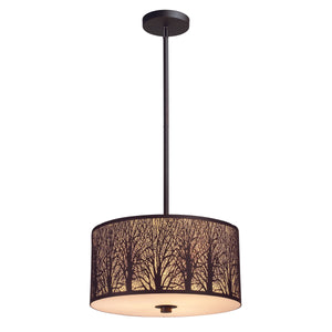 Woodland Sunrise 16' 3 Light Pendant in Aged Bronze