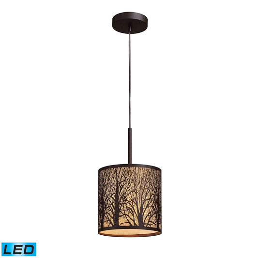 Woodland Sunrise 8" 1 Light LED Mini Pendant in Aged Bronze