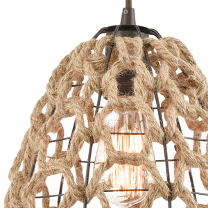 CoastalInlet 9' 1 Light Mini Pendant in Natural Rope Shade & Oil Rubbed Bronze