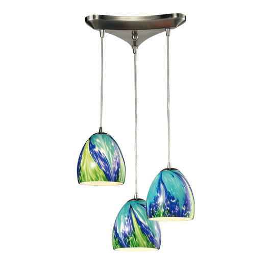 Colorwave 10" 3 Light Mini Pendant in Satin Nickel