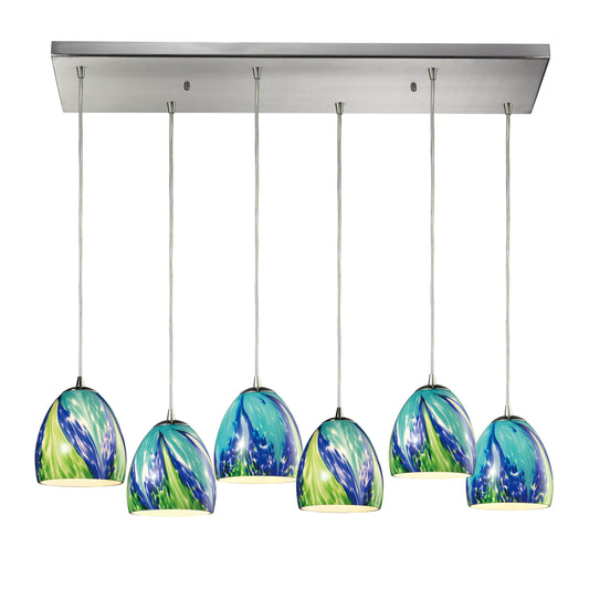 Colorwave 30" 6 Light Mini Pendant in Satin Nickel