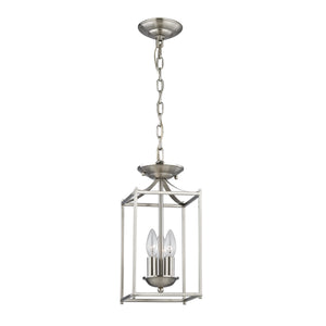 Foyer 7' 3 Light Mini Pendant in Brushed Nickel