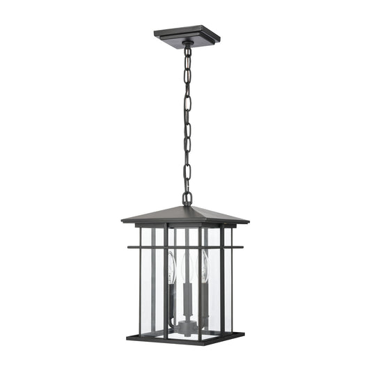 Oak Park 9" 3 Light Pendant in Matte Black