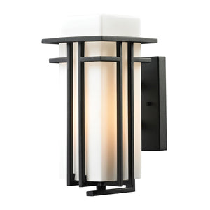 Croftwell 6' 1 Light Sconce in White Glass & Textured Matte Black