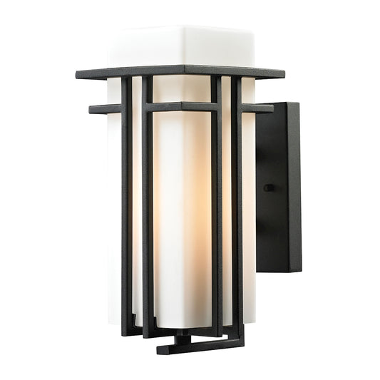 Croftwell 6" 1 Light Sconce in White Glass & Textured Matte Black