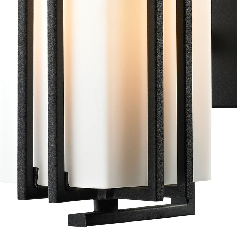 Croftwell 6' 1 Light Sconce in White Glass & Textured Matte Black