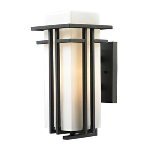 Croftwell 7' 1 Light Sconce in White Glass & Textured Matte Black