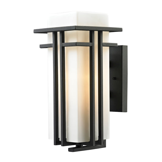 Croftwell 7" 1 Light Sconce in White Glass & Textured Matte Black