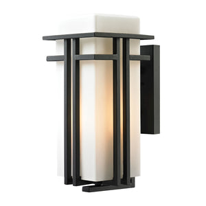 Croftwell 8' 1 Light Sconce in White Glass & Textured Matte Black