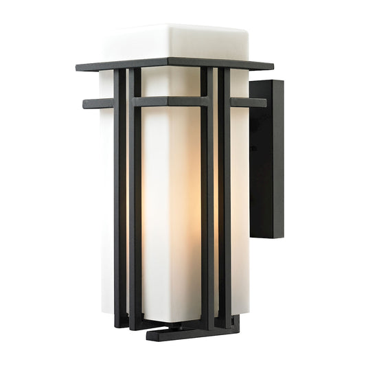 Croftwell 8" 1 Light Sconce in White Glass & Textured Matte Black