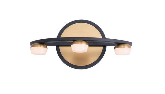 Button 11.75" 3 Light Bath Vanity Light in Black and Gold