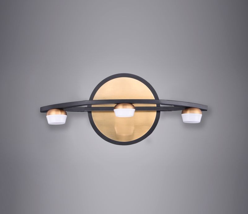Button 11.75' 3 Light Vanity Lighting in Black and Gold