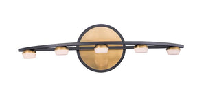 Button 23.75' 5 Light Bath Vanity Light in Black and Gold