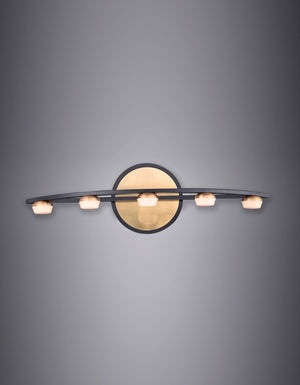 Button 23.75' 5 Light Vanity Lighting in Black and Gold