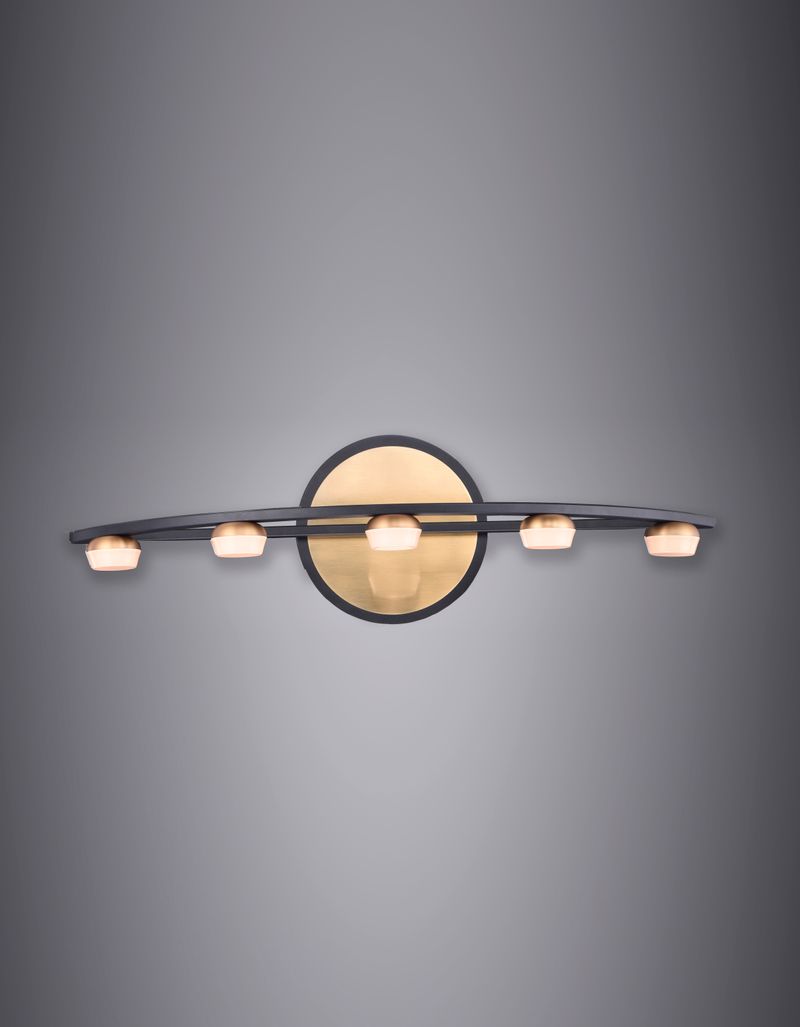 Button 23.75' 5 Light Vanity Lighting in Black and Gold