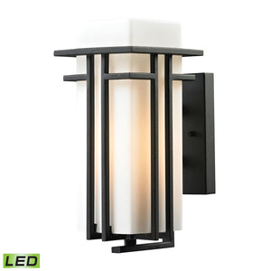 Croftwell 6' 1 Light LED Sconce in White Glass & Textured Matte Black