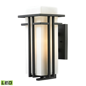 Croftwell 7' 1 Light LED Sconce in White Glass & Textured Matte Black