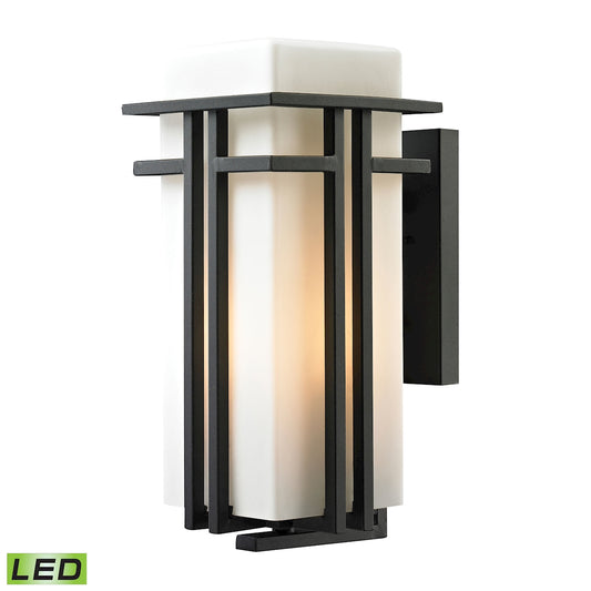 Croftwell 8" 1 Light LED Sconce in White Glass & Textured Matte Black