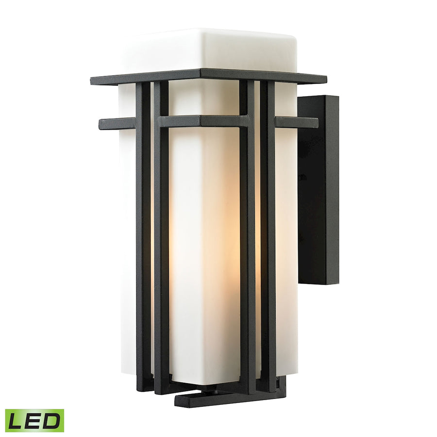 Croftwell 8' 1 Light LED Sconce in White Glass & Textured Matte Black
