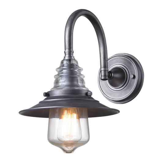 Insulator Glass 14" 1 Light Sconce in Weathered Zinc