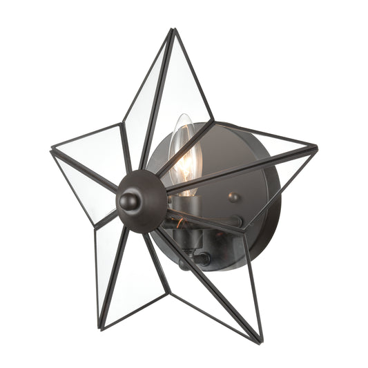 Moravian Star 12" 1 Light Star Sconce in Clear Glass & Oil Rubbed Bronze