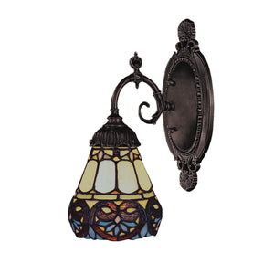 Mix-N-Match 10' 1 Light Sconce in Tiffany Bronze with Blue Flower