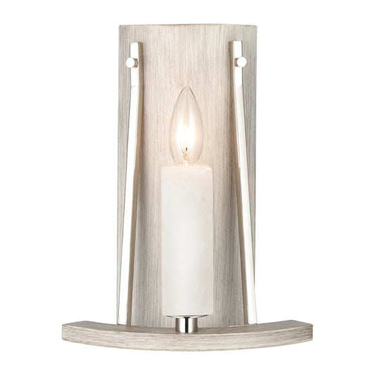 White Stone 12" 1 Light Sconce in Polished Nickel