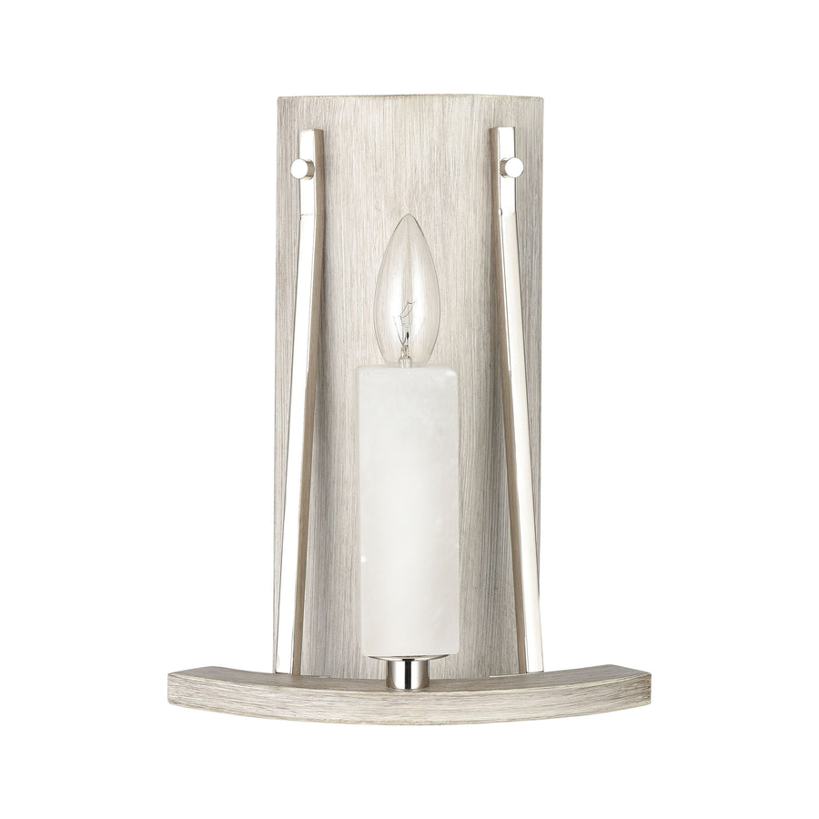 White Stone 12' 1 Light Sconce in Polished Nickel