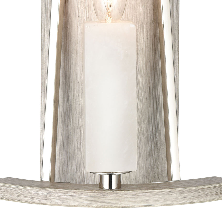 White Stone 12' 1 Light Sconce in Polished Nickel