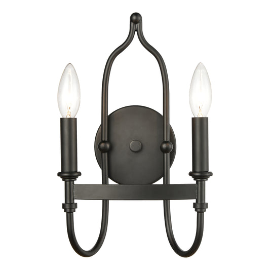 Wickshire 14" 2 Light Sconce in Matte Black